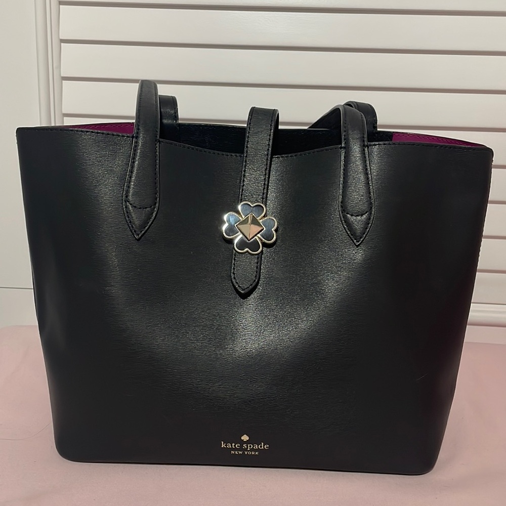 Kate Spade Black Twistlock Leather Tote Shoulder Bag